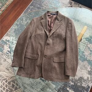 Polo by Ralph Lauren Vintage Brown Herringbone Blazer Jacket